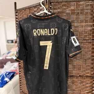 Portugal Cristiano Ronaldo #7 Black Away Soccer Men's Jersey